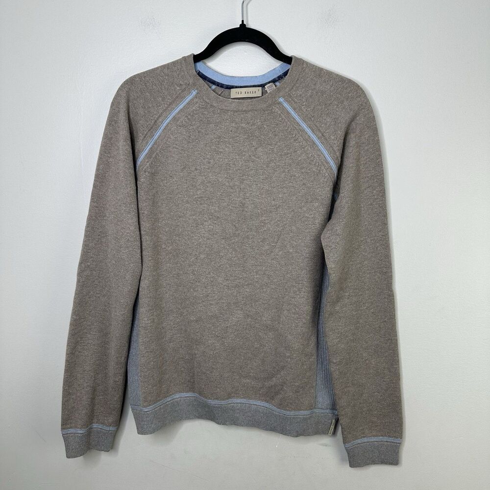 Ted Baker Sweater Men's Size 2 Small Wool Blend Raglan Sleeve Tan Luxe Preppy